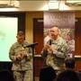 Chaplain (Col.) Bradford Fipps, a U.S. Army Forces Command Staff Chaplain, and Chaplain (Lt. Col.) Michael Strohm, assigned to the Army Office of the Chief of Chaplains, partner and speak to FORSCOM Family Readiness Group leaders about how Soldiers and Families can build stronger relationships through the Strong Bonds curriculum.
